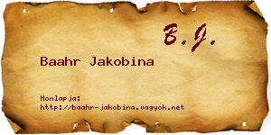 Baahr Jakobina névjegykártya